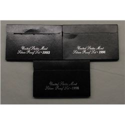 3 U.S. SILVER PROOF SETS MIX YEARS