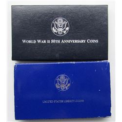 1993 2 COIN WW II SILVER COMMEM SET;