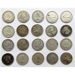 LOT of 20 CANADA SILVER QUARTERS