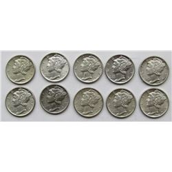 10 - 1943 MERCURY DIMES AU/BU