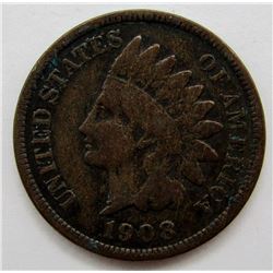 1908 INDIAN CENT VG