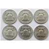 Image 2 : 6 FRANKLIN HALF DOLLARS AU/BU