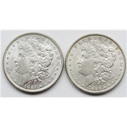 2-BU MORGAN DOLLARS; 1886 & 1887