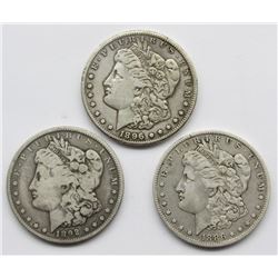 1886-O, 1896-S, 1892-O MORGAN DOLLARS CIRC