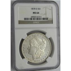 1878-S MORGAN SILVER DOLLAR NGC MS 64