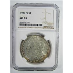 1899-O Morgan Silver Dollar $ NGC MS 63 Lightly To