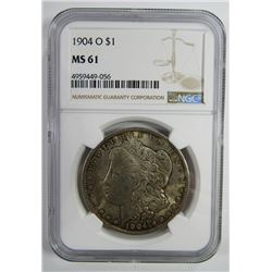 1904-O Morgan Silver Dollar $ NGC MS 61 Nicely Ton