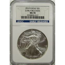 2010 AMERICAN SILVER EAGLE NGC MS70 EARLY RELEASE