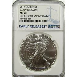 2016 AMERICAN SILVER EAGLE NGC MS70 EARLY RELEASE