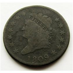 1809 CLASSIC HEAD LARGE CENT VG/F