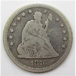 1876 SEATED QUARTER FINE