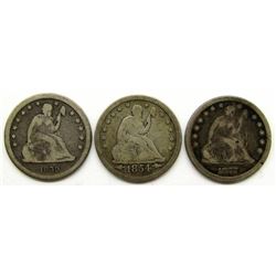 3-SEATED QUARTERS: 1859, 1877, 1854 ARROWS VG'S