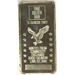 10ozt .999 SILVER BAR MINTED COMMODITY EXCHANGE