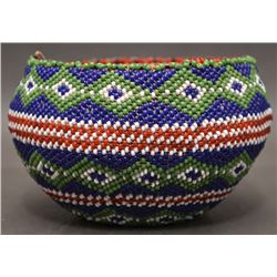WASHOE INDIAN BEADED BASKET