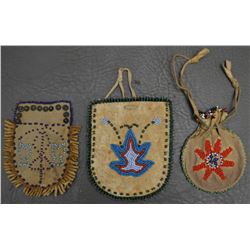 THREE PLAINS INDIAN BEADED BAGS