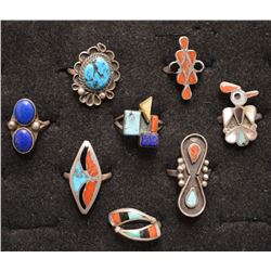 EIGHT NAVAJO INDIAN RINGS