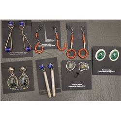 FIVE PAIR NAVAJO INDIAN EARRINGS