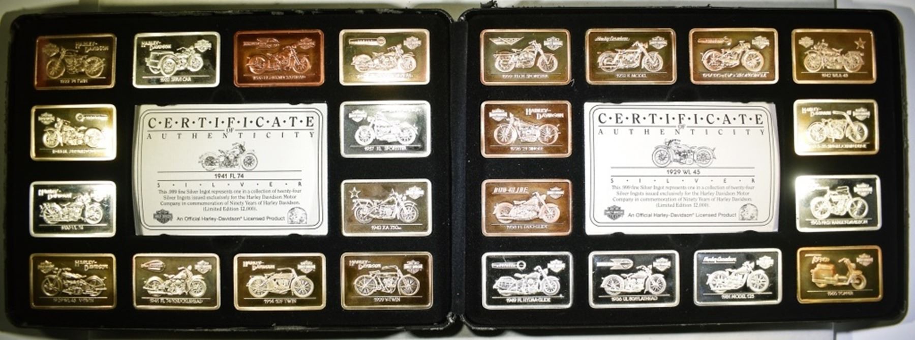 90th ANNIV HARLEY DAVIDSON SILVER BAR SET