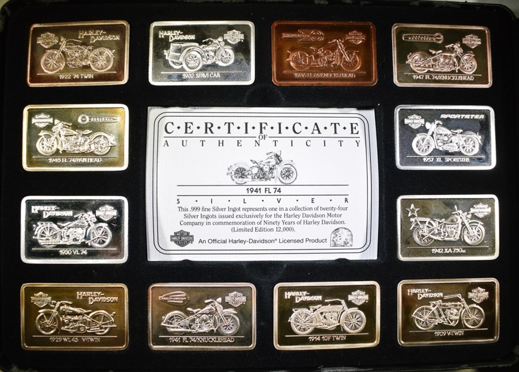 90th ANNIV HARLEY DAVIDSON SILVER BAR SET
