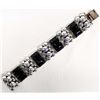Image 1 : Mexican Sterling and Black Onyx Link Bracelet