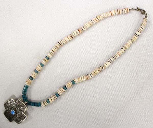 Navajo Sterling Turquoise & Shell Heishi Choker