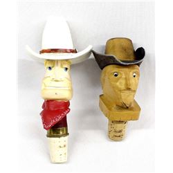 2 Vintage Cowboy Bottle Stoppers