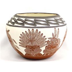 Isleta Carved Pottery Bowl, Vernon & Bert Jojola