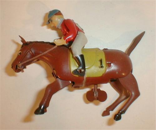 Tin horse and jockey, windup