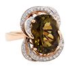 Image 1 : 8.80 ctwGolden Tourmaline And Diamond Ring - 14KT Rose Gold