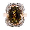 Image 2 : 8.80 ctwGolden Tourmaline And Diamond Ring - 14KT Rose Gold