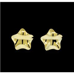 Glossy Star Shaped Post Earrings - Gold Plated