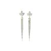 Crystal Petal Post Tassel Earrings - Silver Plated