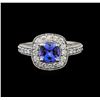 Image 2 : 14KT White Gold 1.23 ctw Tanzanite and Diamond Ring