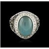 Image 2 : 14KT White Gold 9.14 ctw Aquamarine and Diamond Ring