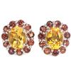 Image 1 : Natural CITRINE & DARK ORANGE RED GARNET Earring