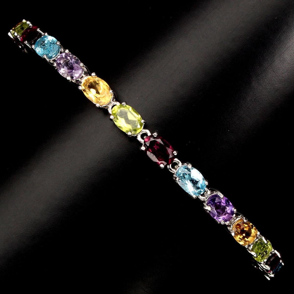 Natural Amethyst Citrine Peridot Topaz Bracelet