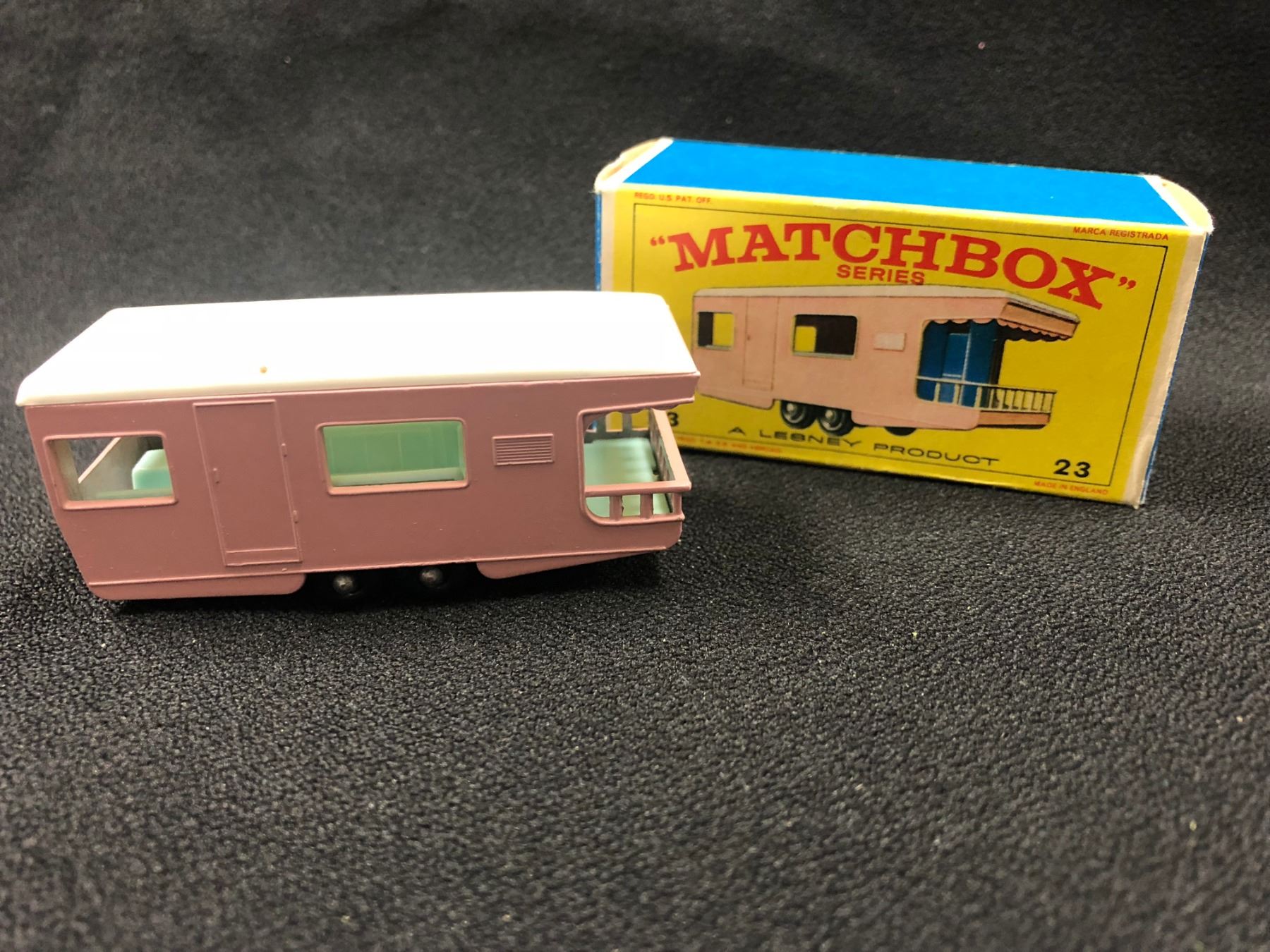 Miniature Lesney Matchbox Série 1-75 - Caravane N°23 - Jaune - Occasion UK
