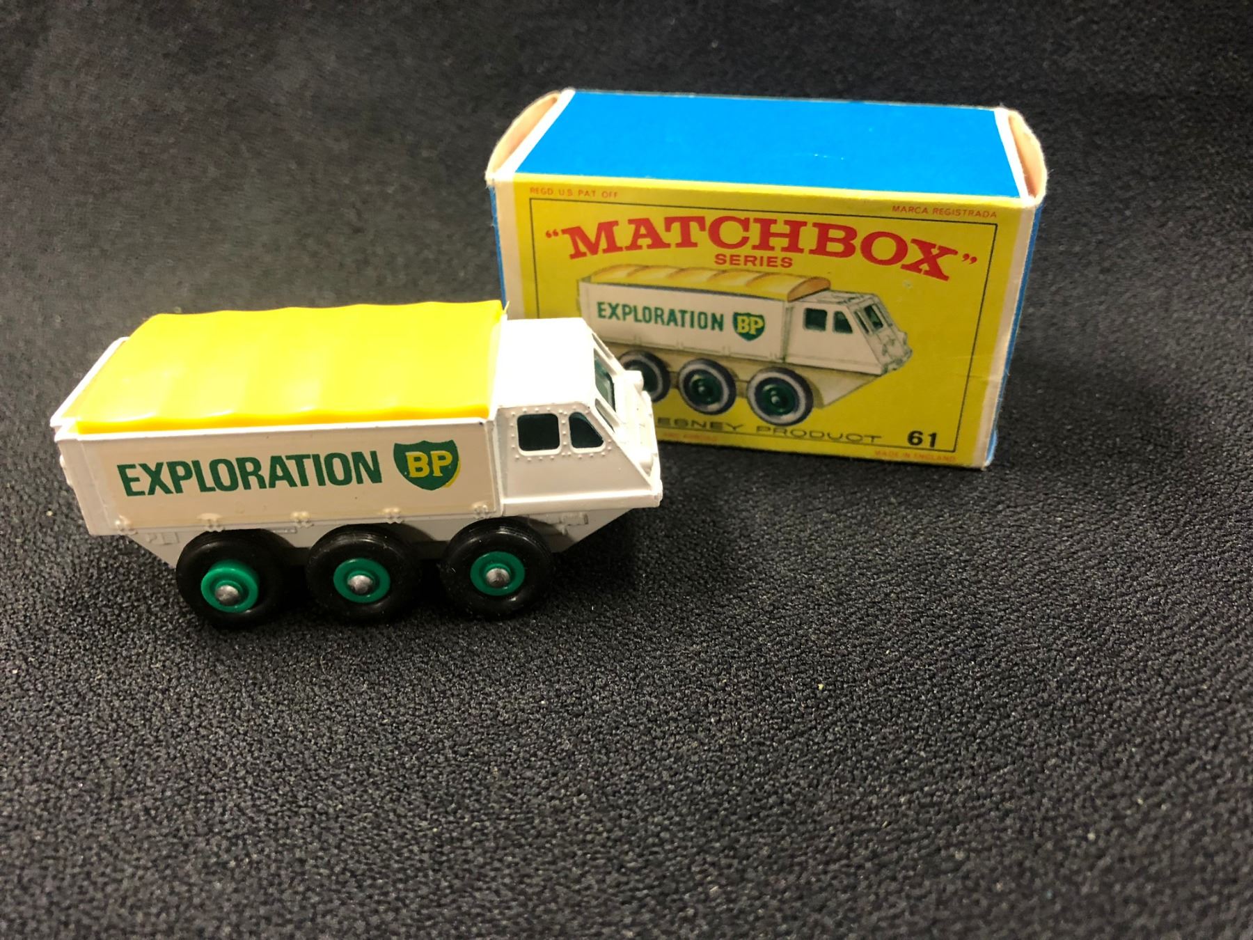 Vintage Matchbox Lesney 61 Alvis Stalwart BP Exploration White Yellow Cap A | UK