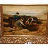 Image 1 : 7½" X 15½" GILT FRAMED OIL PAINTING ON CANVAS "BO