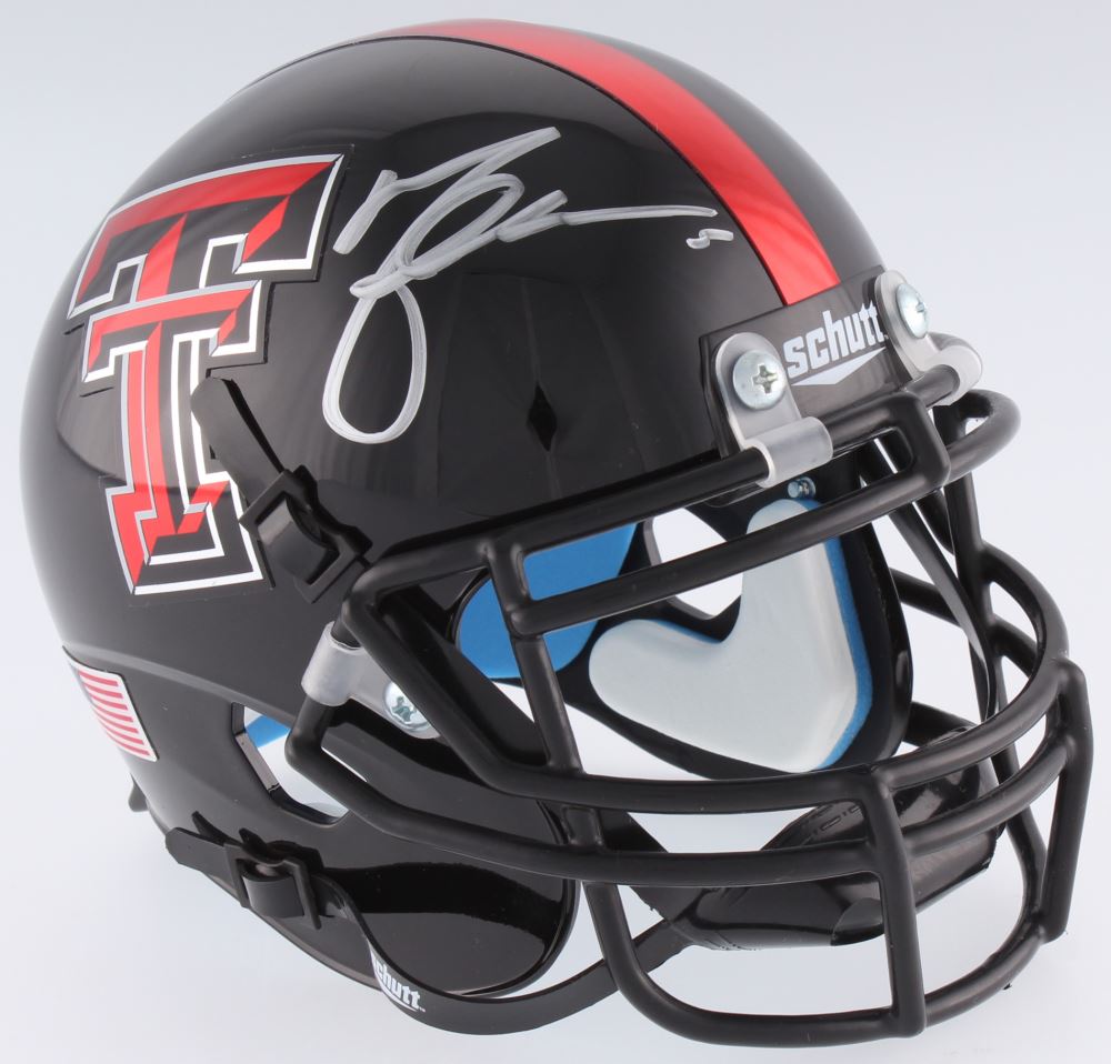 Michael Crabtree Signed Texas Tech Red Raiders MiniHelmet (JSA COA)