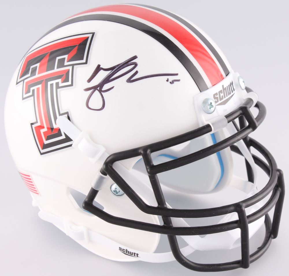 Michael Crabtree Signed Texas Tech MiniHelmet (JSA COA)
