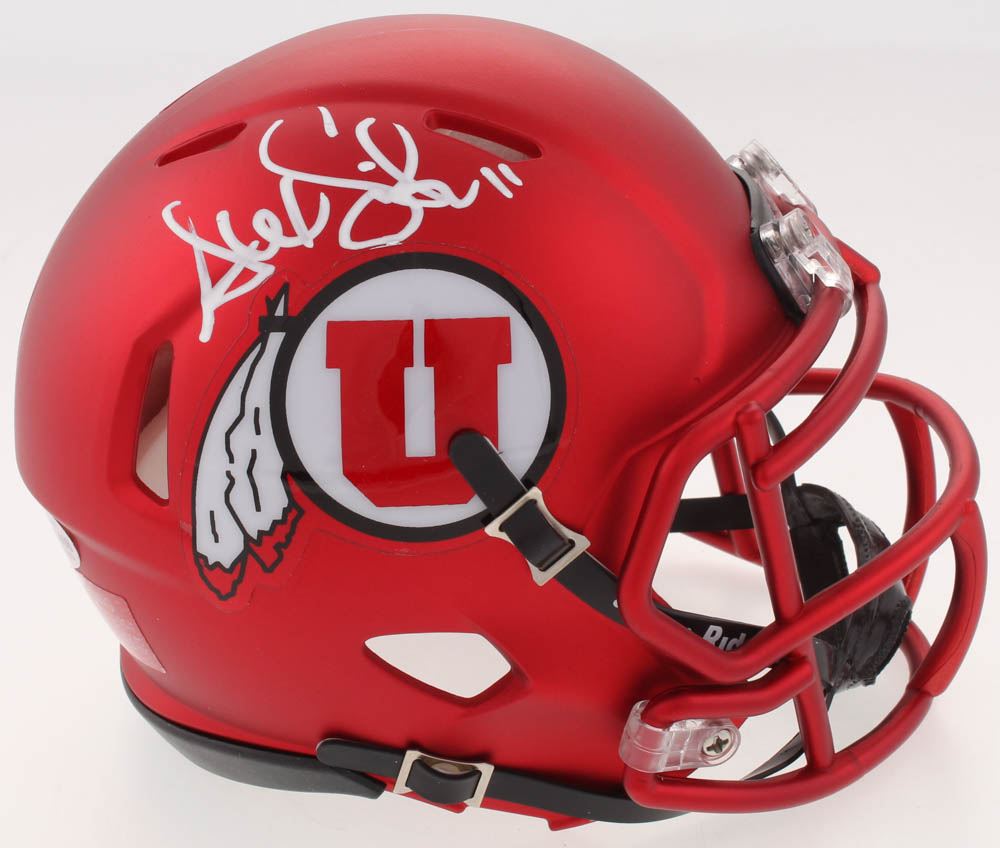 Alex Smith Signed Utah Utes Speed Mini Helmet (Beckett COA)