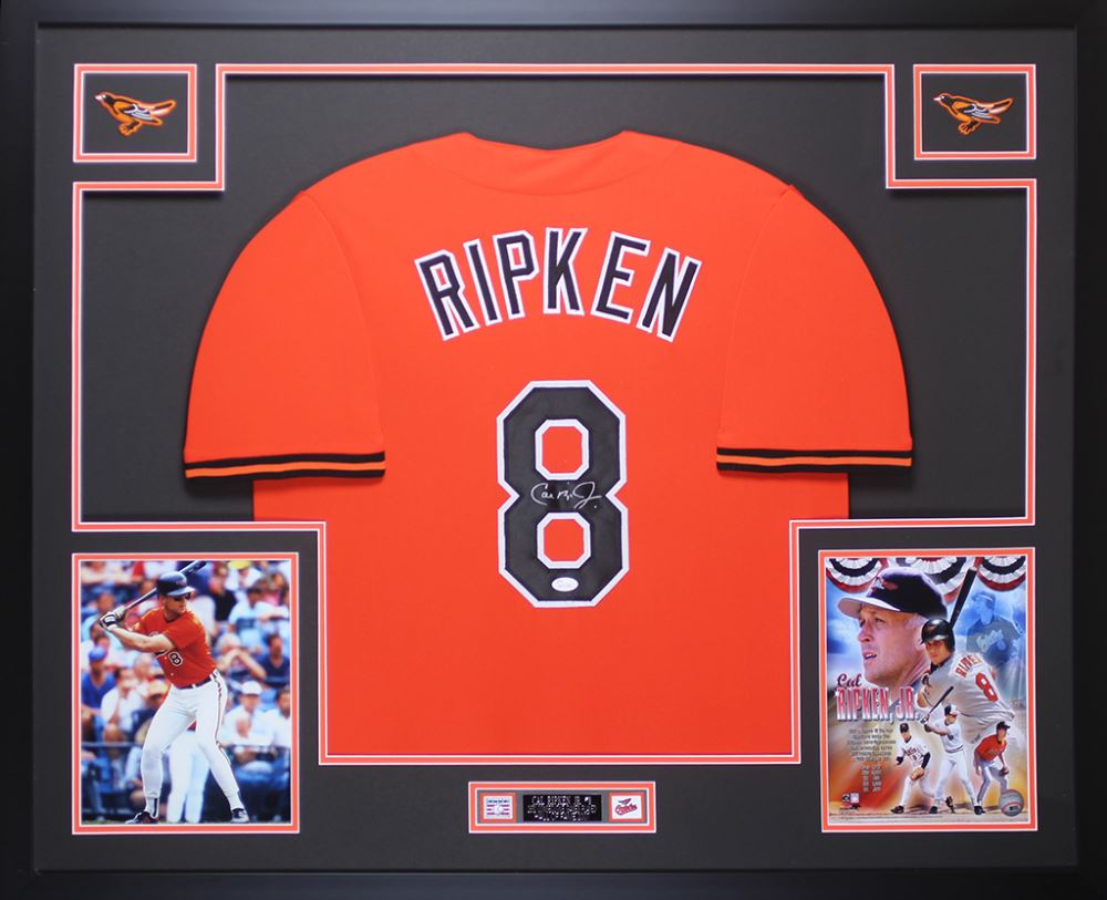 Cal Ripken Store Display Cal Ripken Jr. Signed Orioles 35x43 Custom Framed Jersey Display (JSA COA)