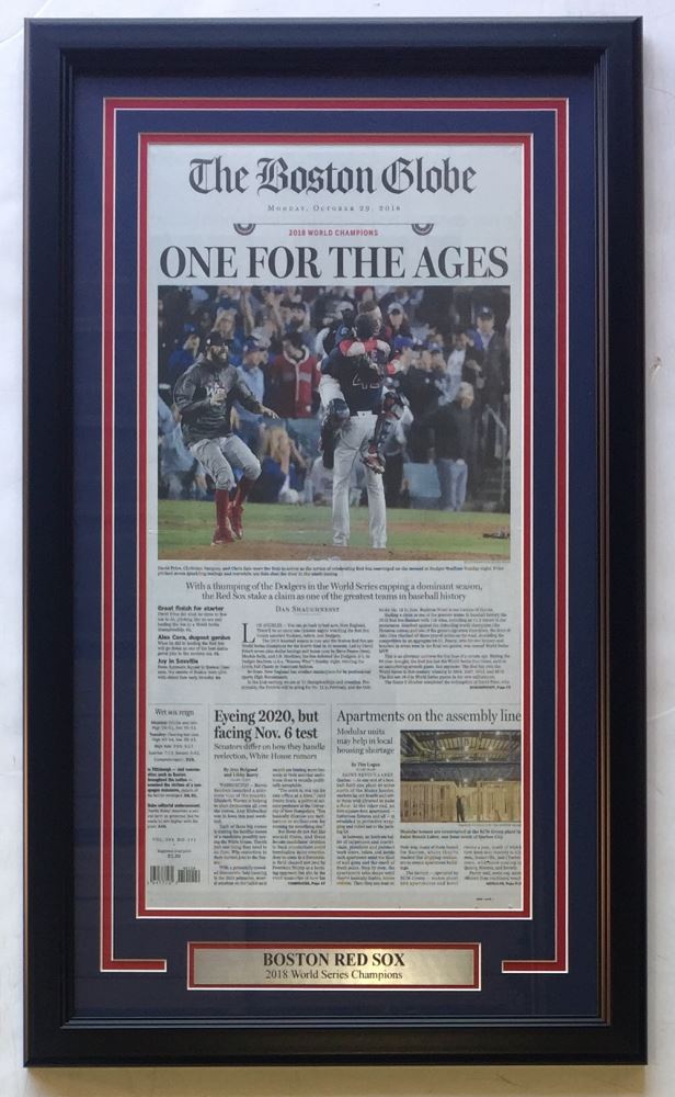 Boston Red Sox 18x30 Custom Framed The Boston Globe Newspaper Page