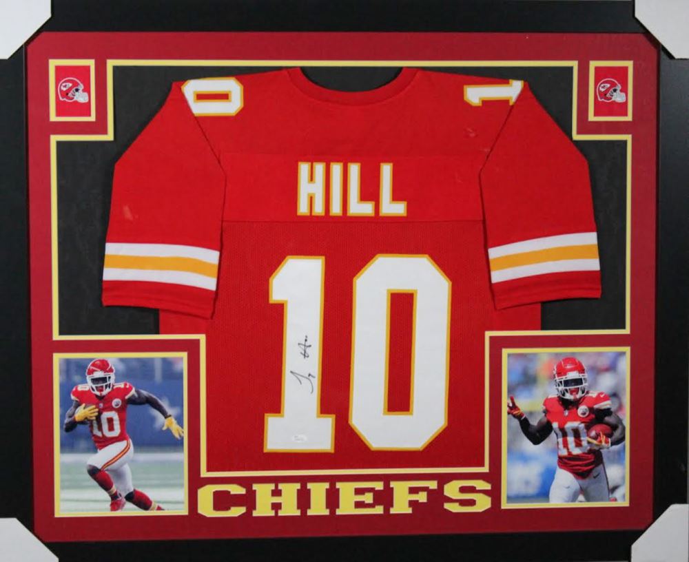 Tyreek Hill Signed Kansas City Chiefs 35x43 Custom Framed Jersey (JSA COA) Tyreek Hill Signed Kansas City Chiefs 35x43 Custom Framed Jersey (JSA COA)