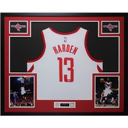 James Harden Signed Rockets 35x43 Custom Framed Jersey Display (Fanatics)