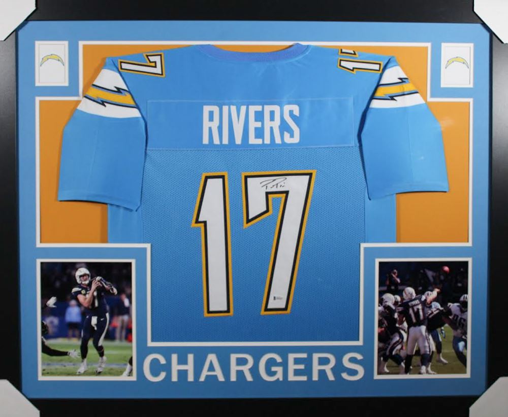 Philip Rivers Signed Los Angeles Chargers 35x43 Custom Framed Jersey ...