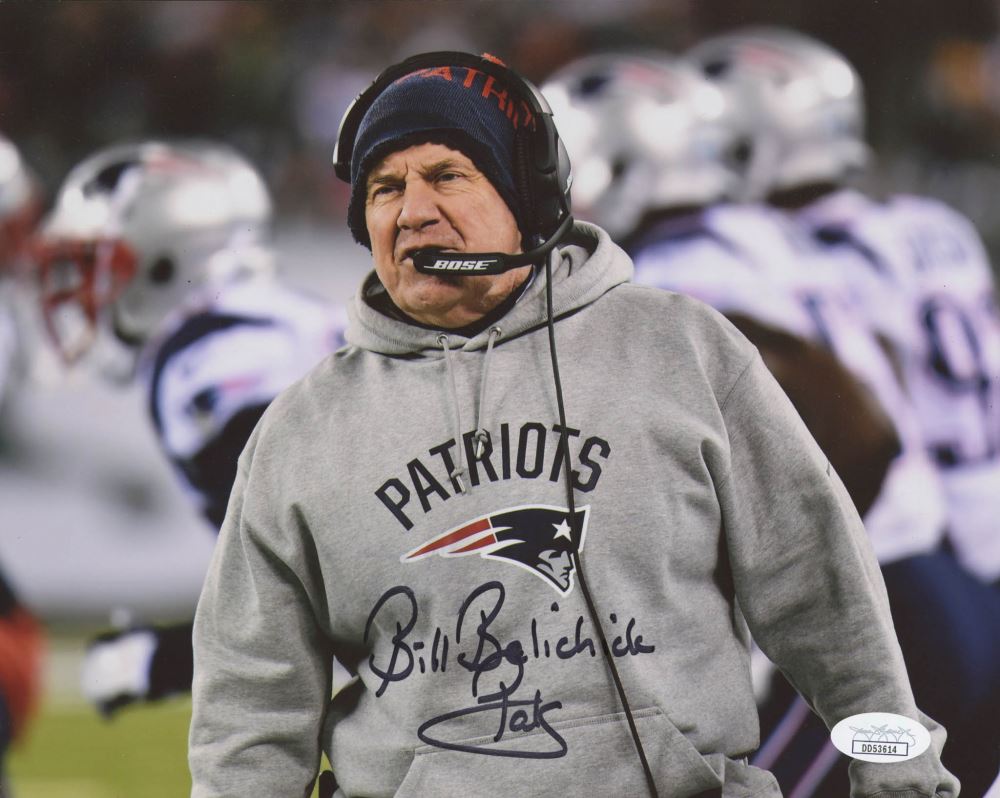 Photo Dédicacée 8x10 Signée Bill Belichick - Coach Légendaire NFL - Non Authentifiée