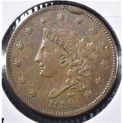 1836 LARGE CENT, VF/XF+