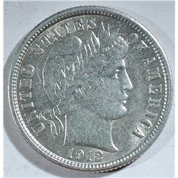 1912 BARBER DIME, CH BU